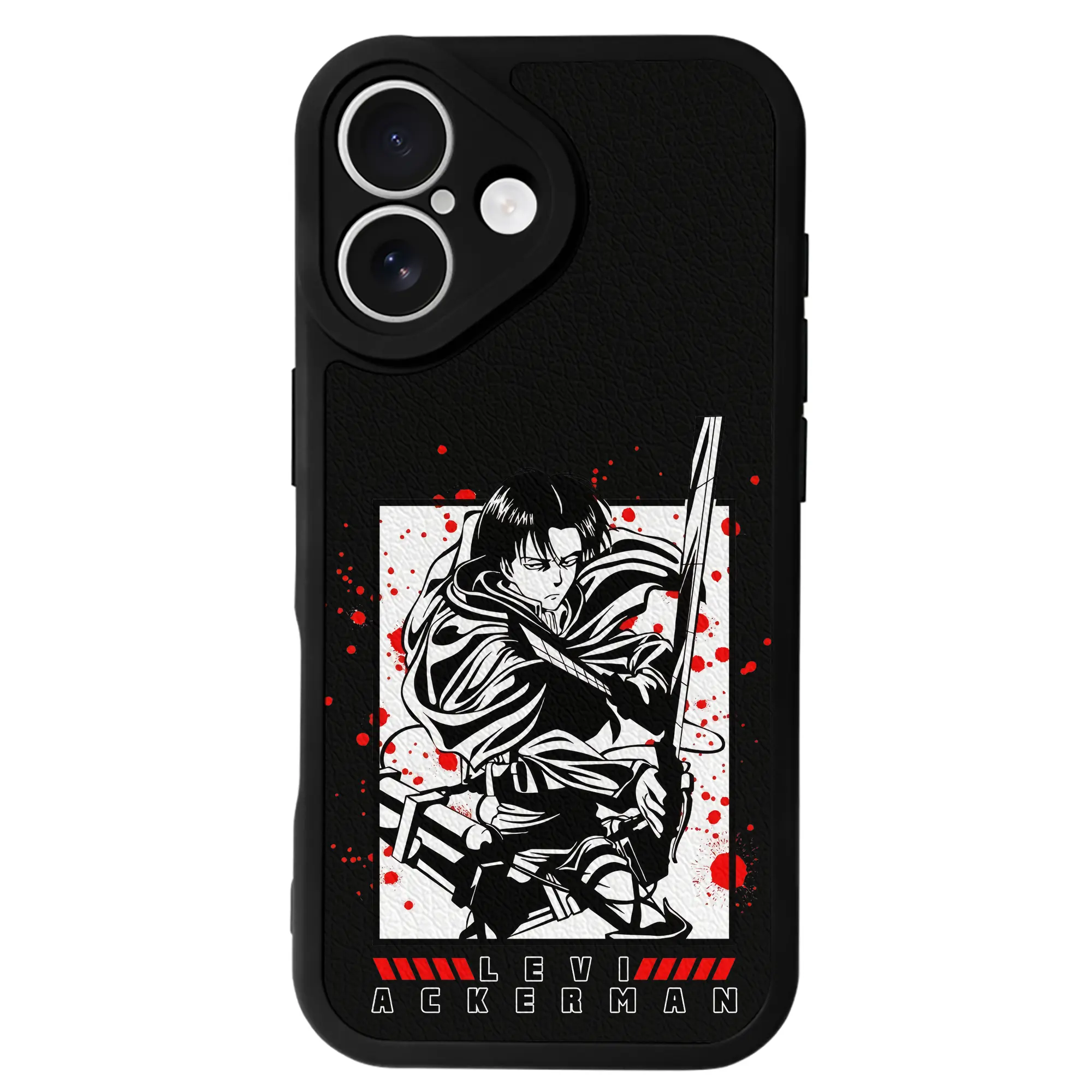 進撃の巨人 グッズ リヴァイ・アッカーマン - IPhone 16シリーズ対応 ・ シリコンスマホケース ・ レザー調 ・ 高精度フィット ・ 耐衝撃 ・ ワイヤレス充電対応 ・ 精密カット